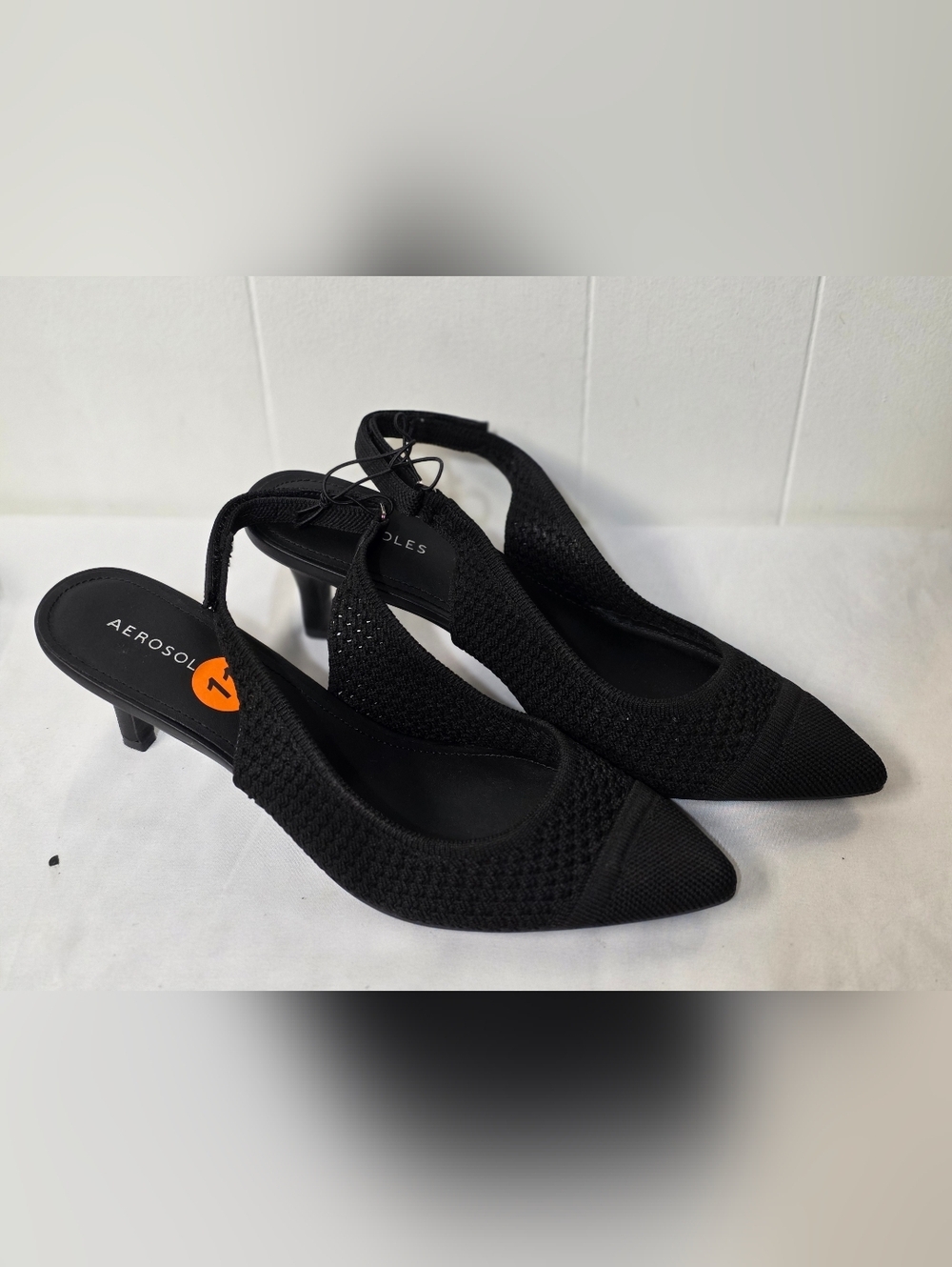 AEROSOLES Liviara Black Knit Slingback Pointed-Toe Heels Womens Size 11 - Picture 8 of 8